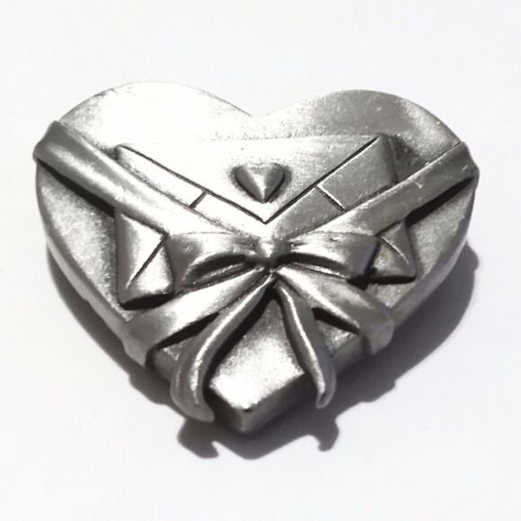 Ms. Dee Vintage Letter Heart Pewter Brooch Pin - Picture 1 of 5